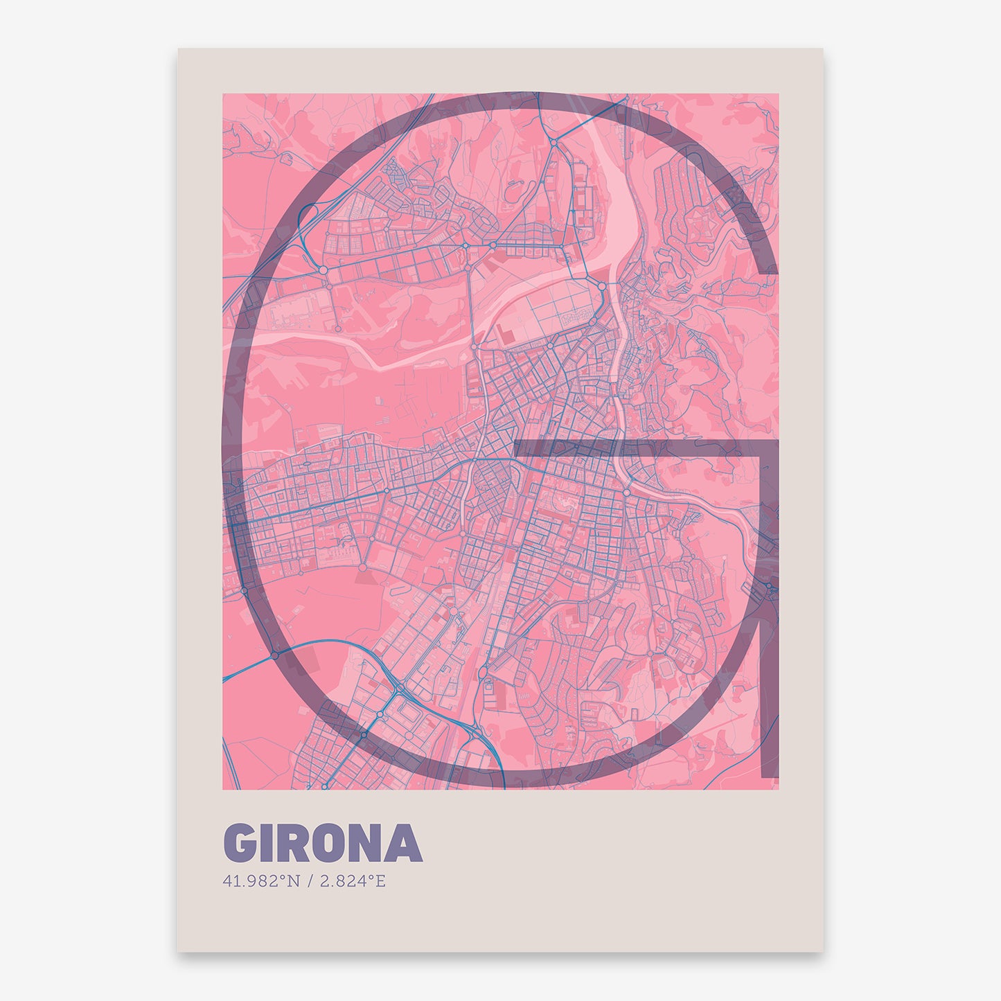 Girona Map V07 Tuscan / No Frame / No