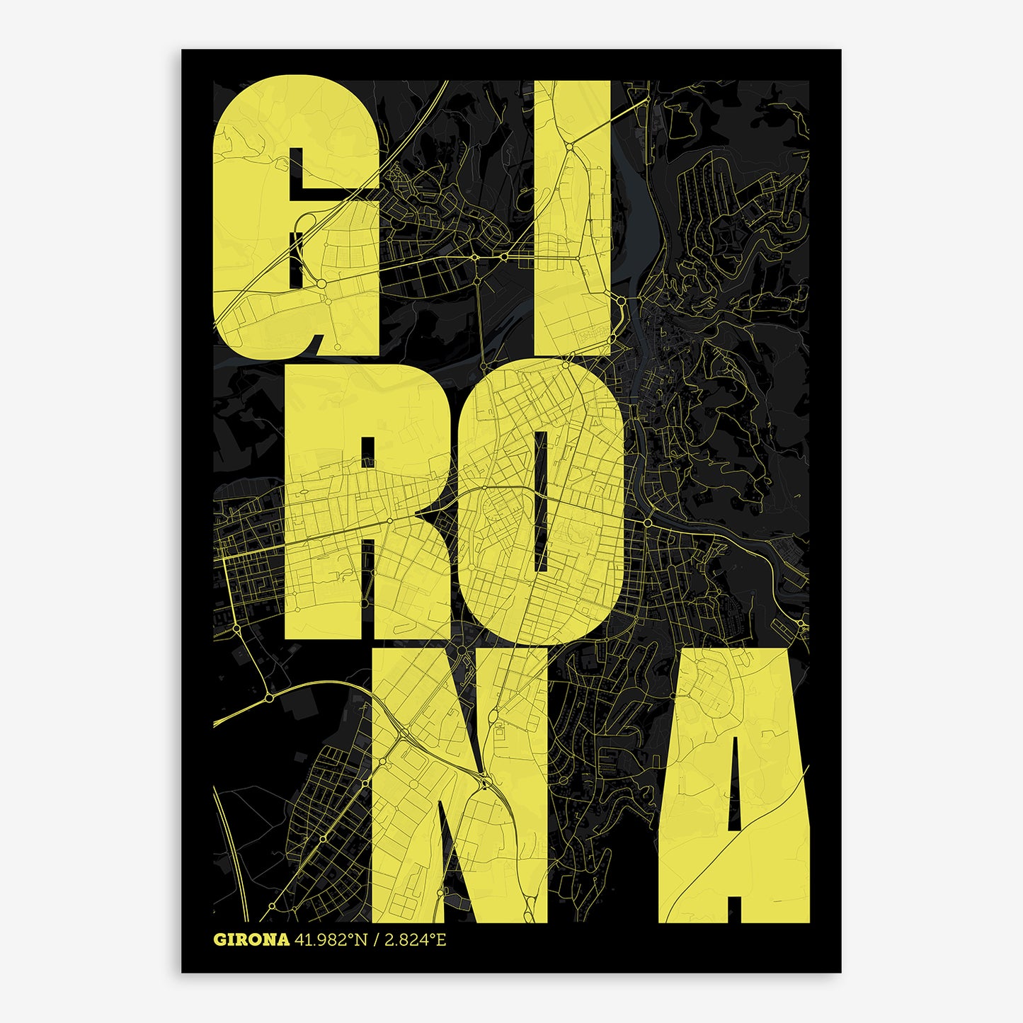 Girona Map V08 Night / No Frame / No