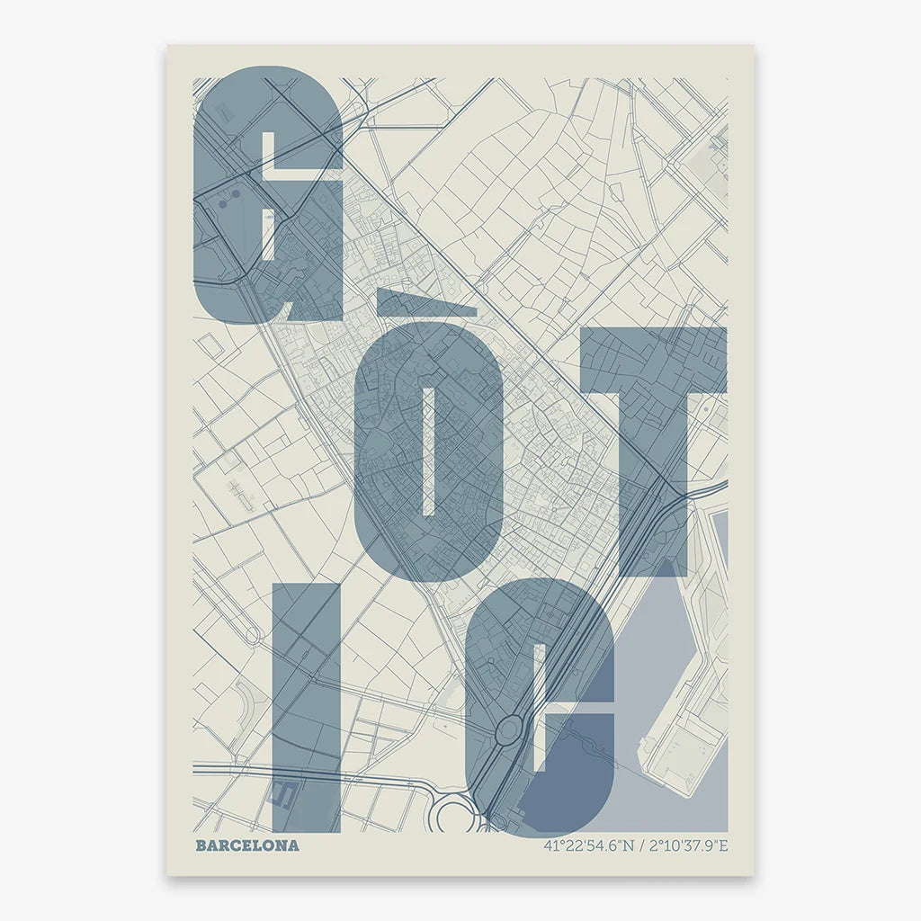 Artistic map of the Gothic Quarter – Graphic design and typography on map