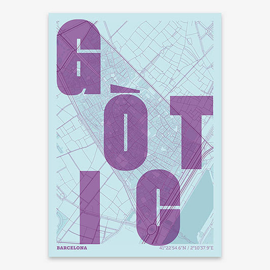 Mapa artístico del Barrio Gótico – Diseño gráfico y tipografía sobre mapa