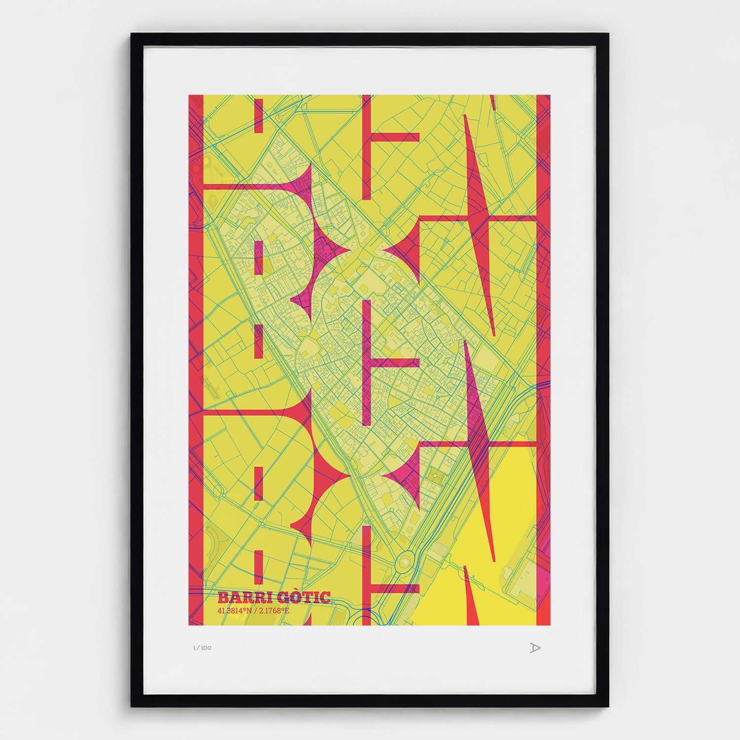 Barrio Gótico Map Art Print typographic print, Inseparable design
