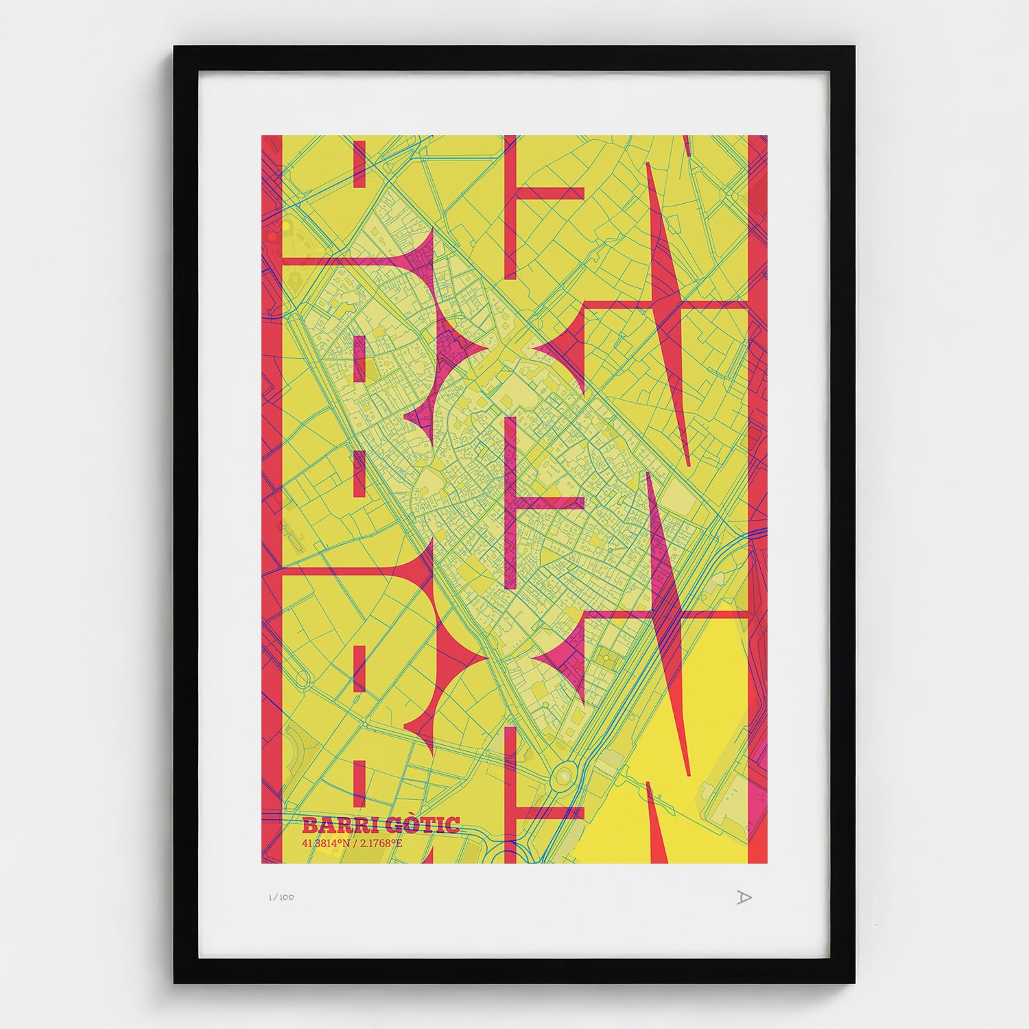 Barrio Gótico Map Art Print typographic print, Inseparable design
