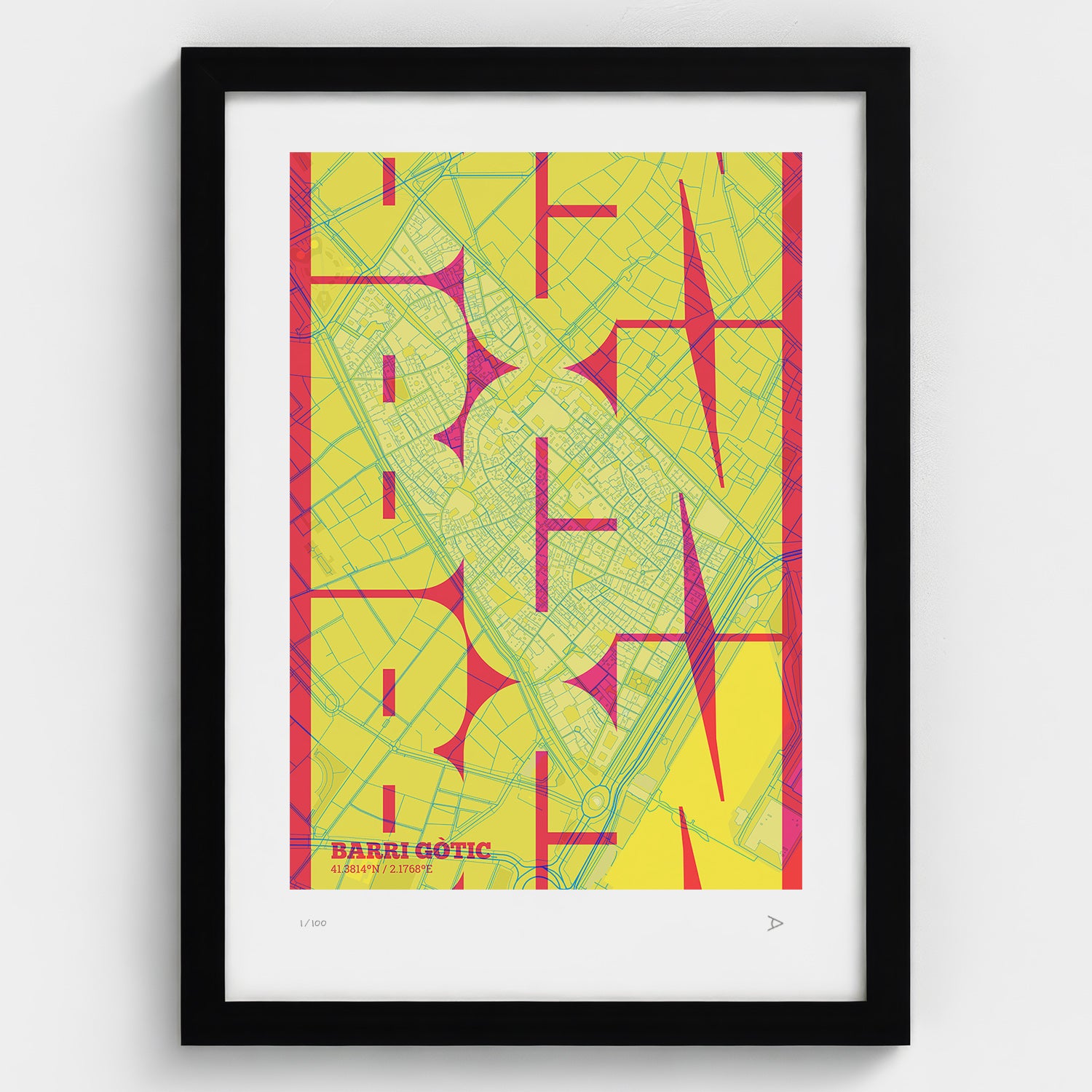 Barrio Gótico Map Art Print typographic print, Inseparable design