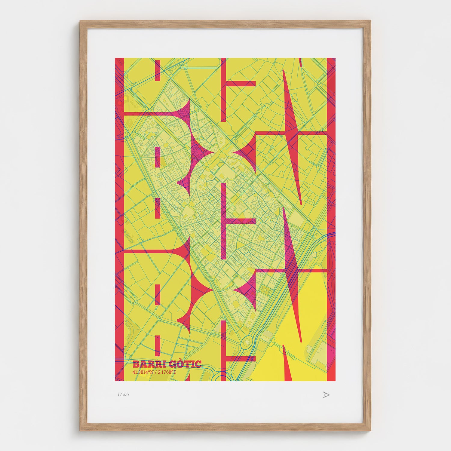 Barrio Gótico Map Art Print typographic print, Inseparable design