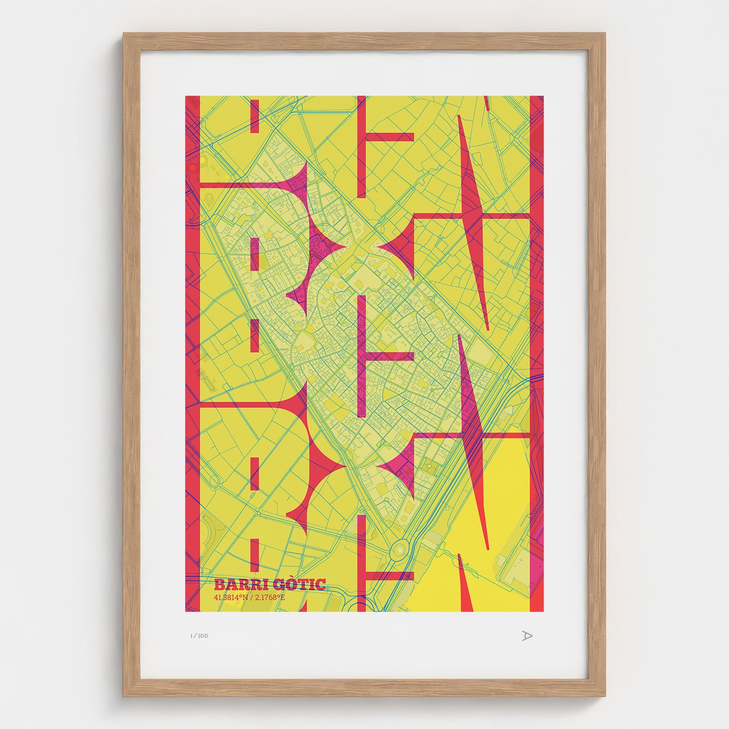Barrio Gótico Map Art Print typographic print, Inseparable design