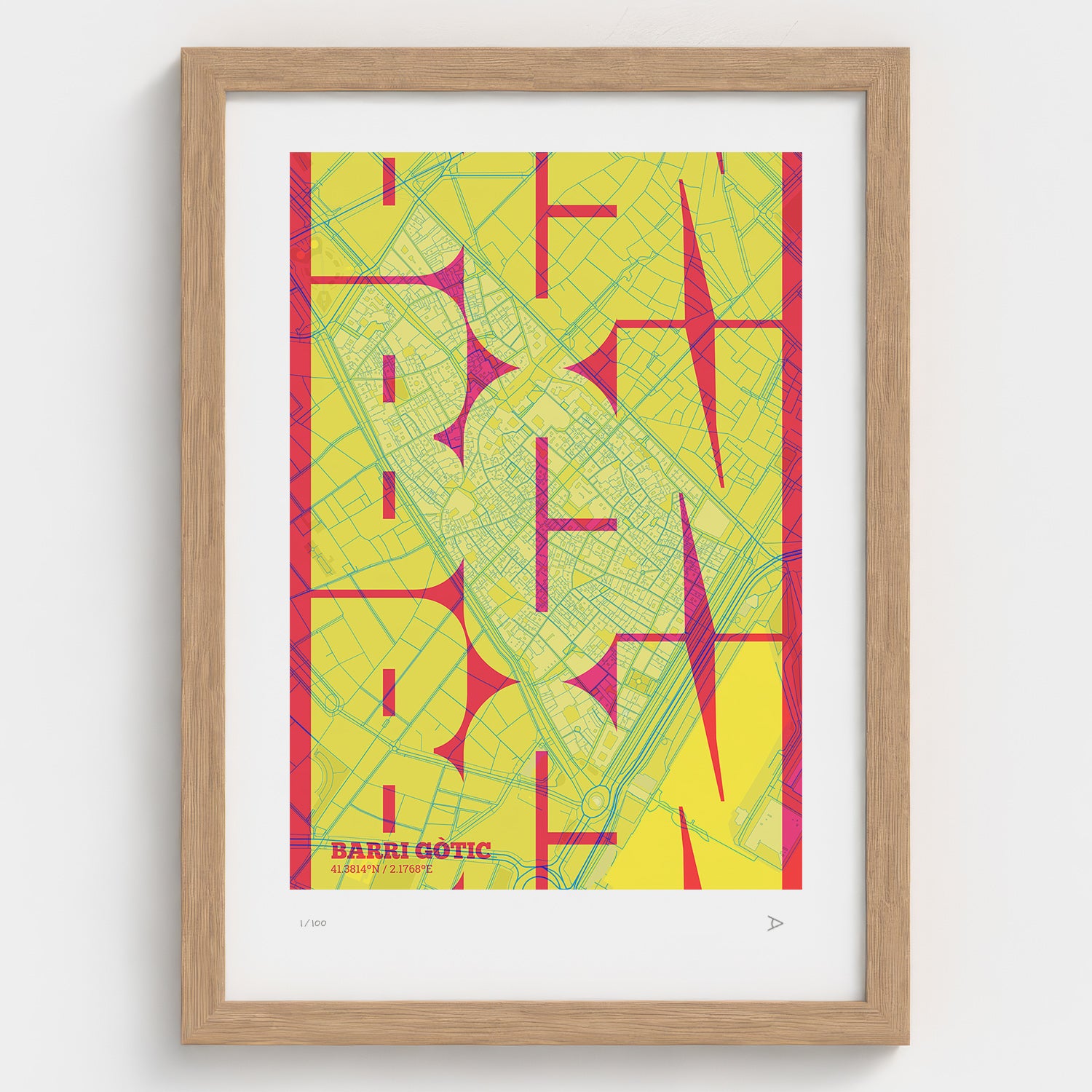Barrio Gótico Map Art Print typographic print, Inseparable design