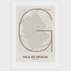 Lámina tipográfica de Gràcia – diseño Ultrafina, sin marco sobre papel