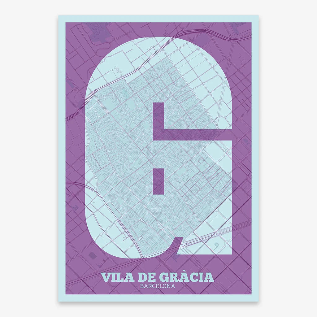 Decorative print of Gracia, Barcelona – Modern typographic art