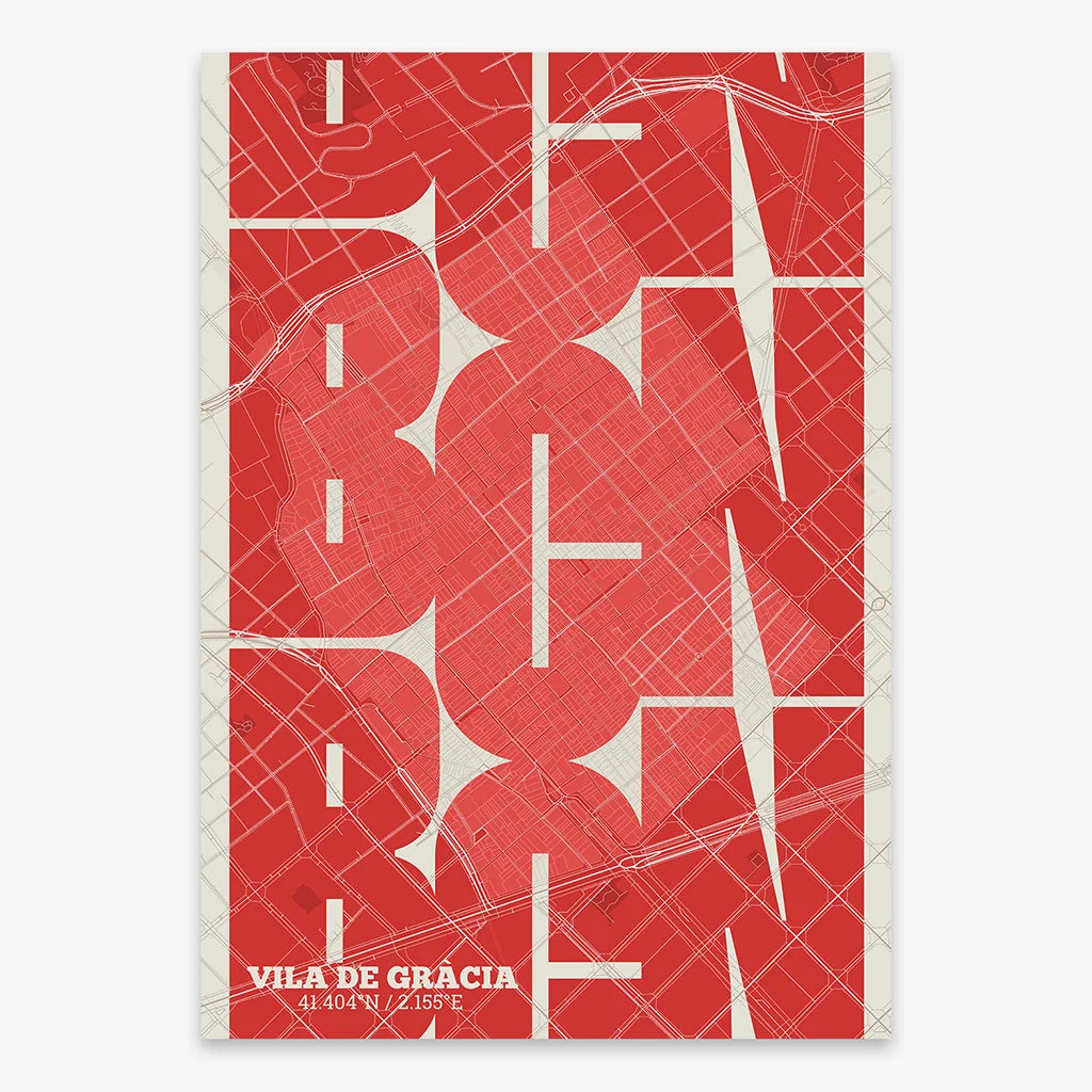 Barcelona art poster with geometric typography - Custom decoration