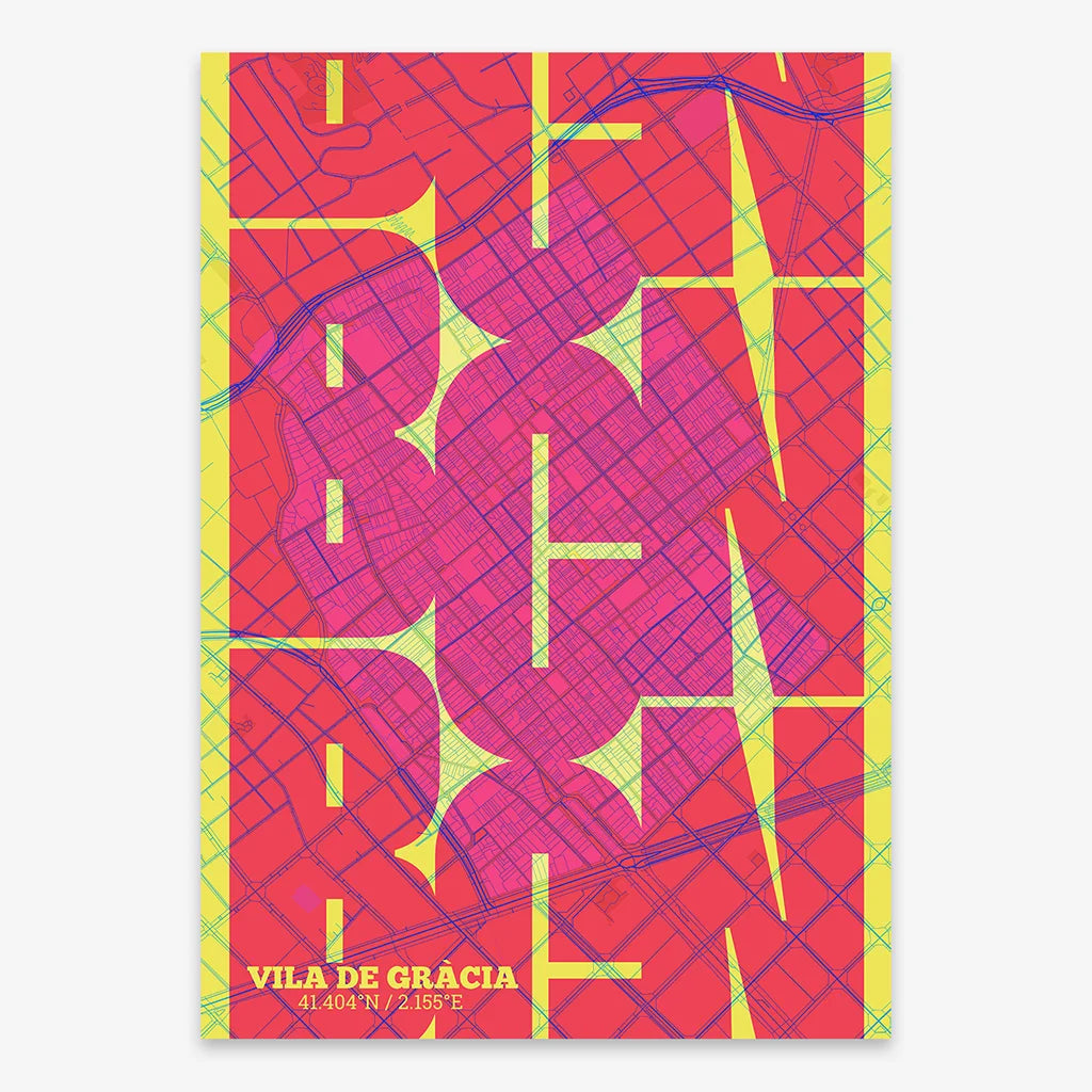 Barcelona art poster with geometric typography - Custom decoration