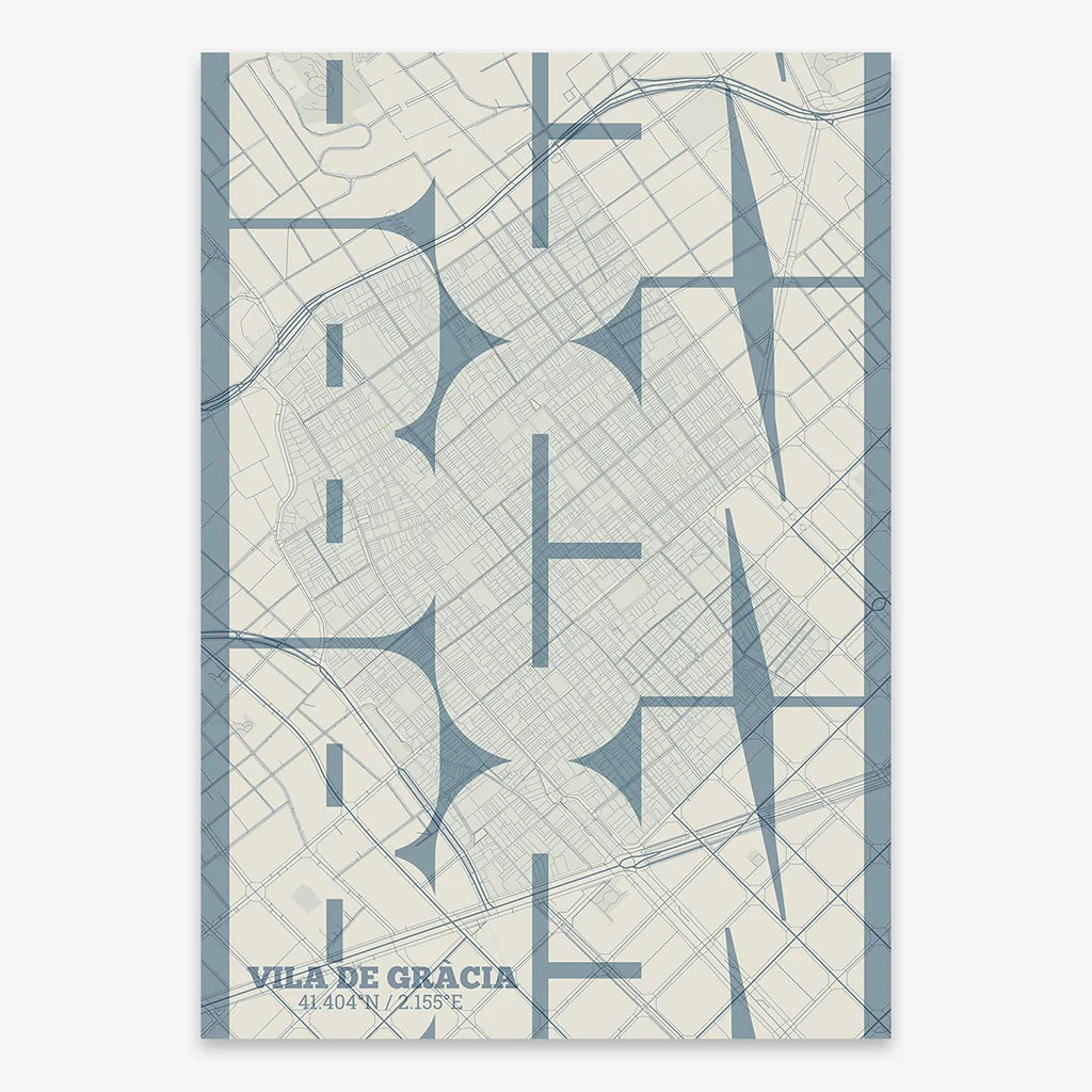 Barcelona art poster with geometric typography - Custom decoration