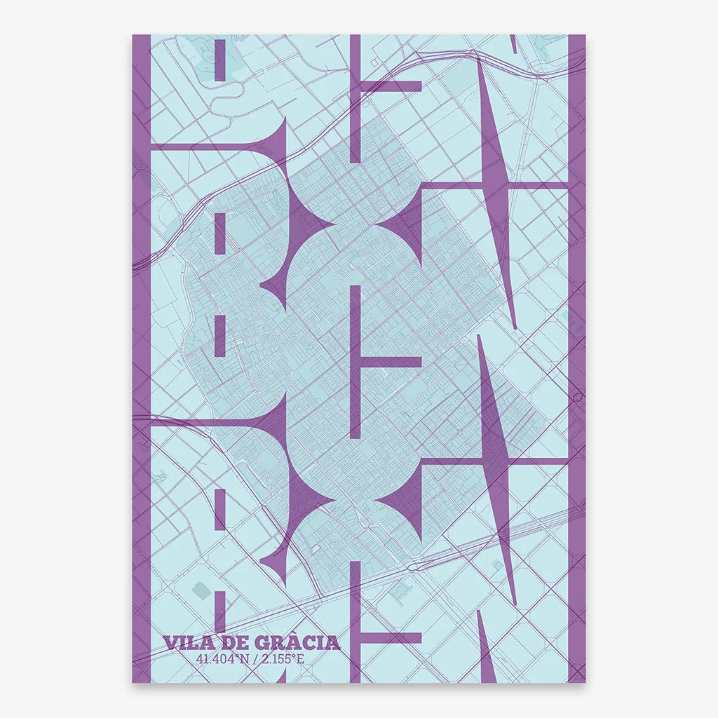 Barcelona art poster with geometric typography - Custom decoration