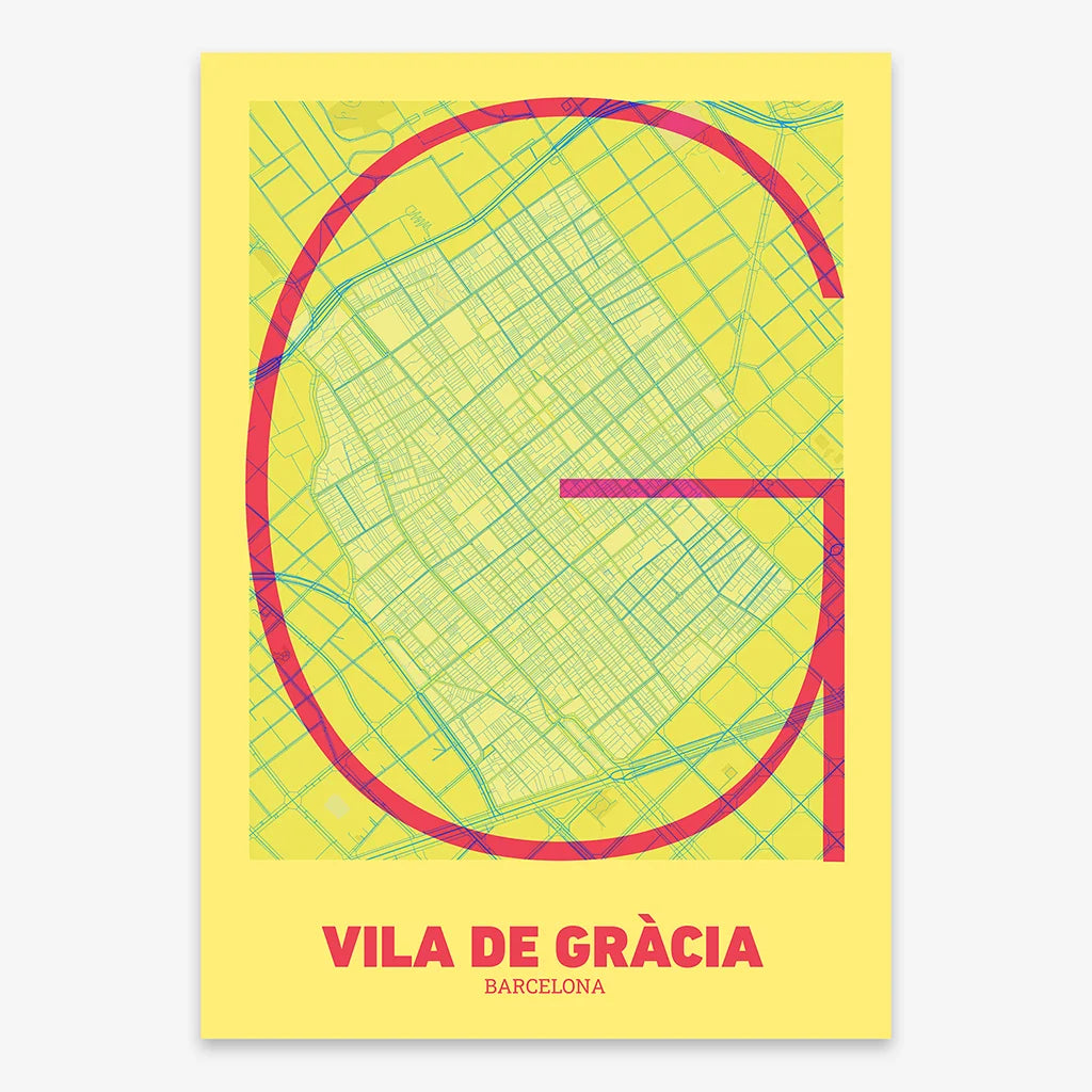 Poster of the Gracia neighborhood, Barcelona – Ultra-fine typographic art