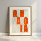 Lámina creativa de Gracia – Diseño gráfico y tipografía sobre mapa