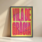 Graphic souvenir of Gracia, Barcelona – Contemporary typographic print