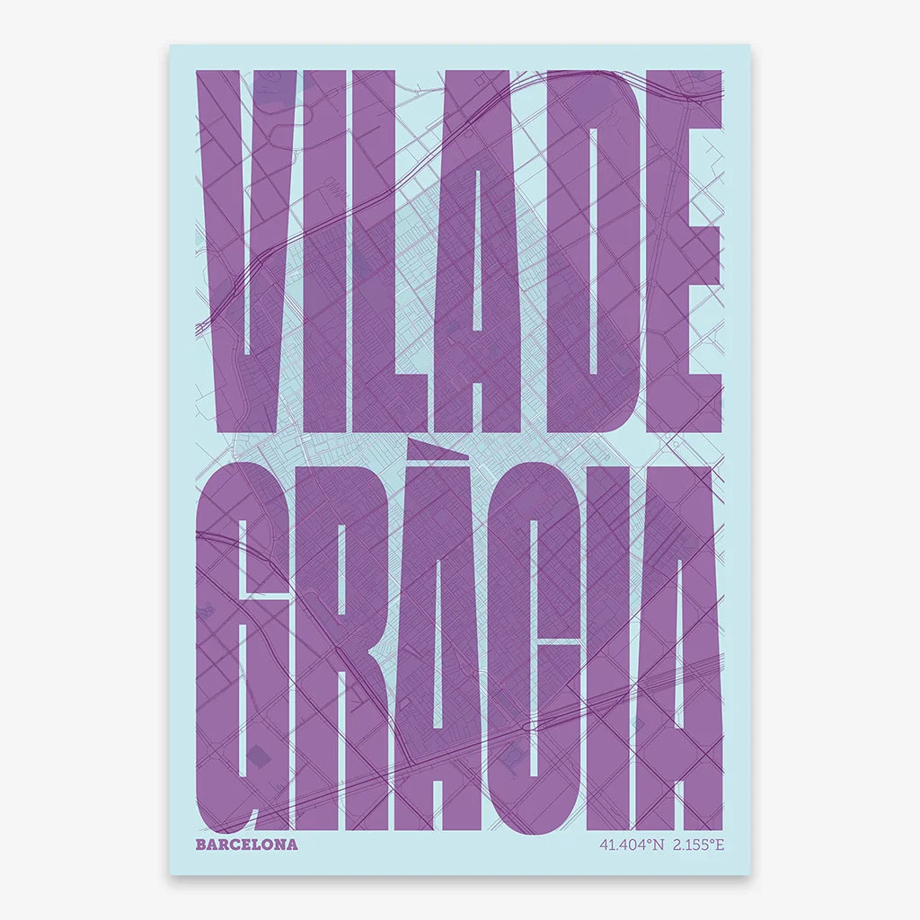 Graphic souvenir of Gracia, Barcelona – Contemporary typographic print