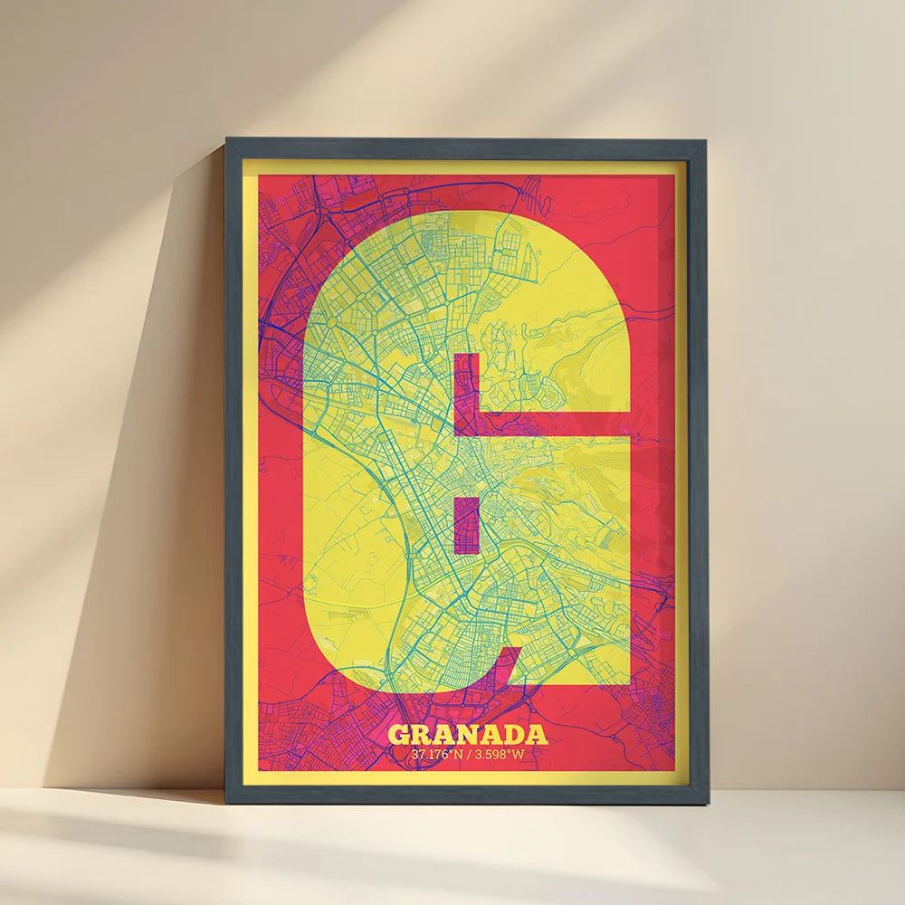 Decorative print of Granada – Modern typographic art