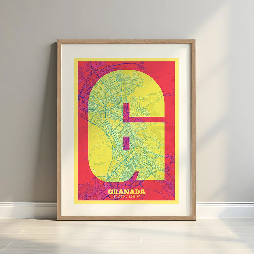 Decorative print of Granada – Modern typographic art