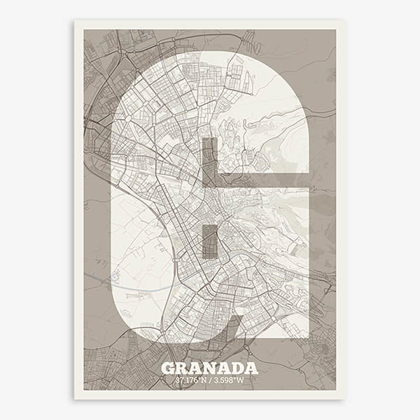 Decorative print of Granada – Modern typographic art