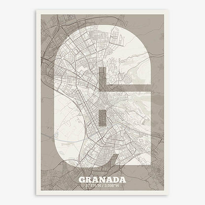 Decorative print of Granada – Modern typographic art