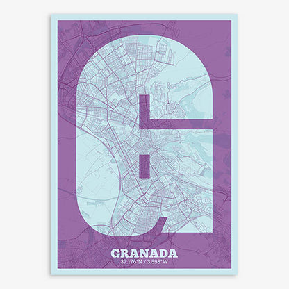 Decorative print of Granada – Modern typographic art