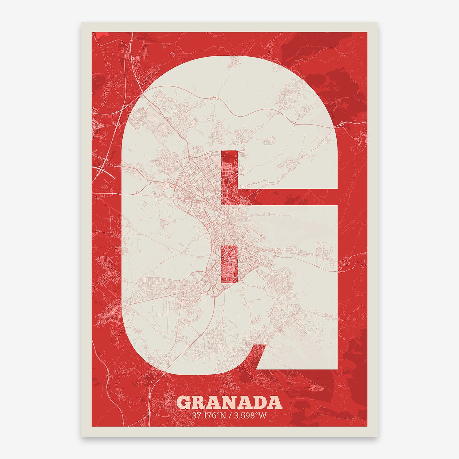 Granada Map V02 Boho / No Frame / No