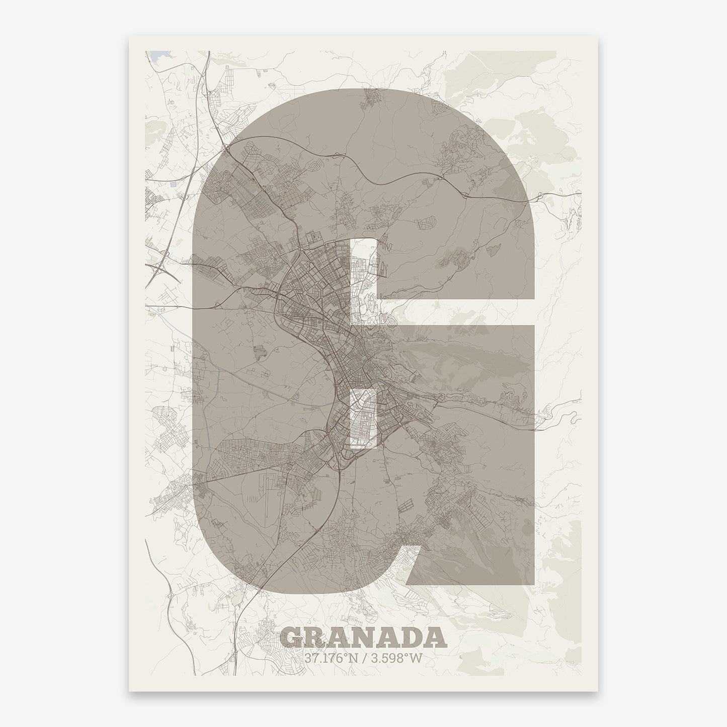 Granada Map V02 Rustic / No Frame / No