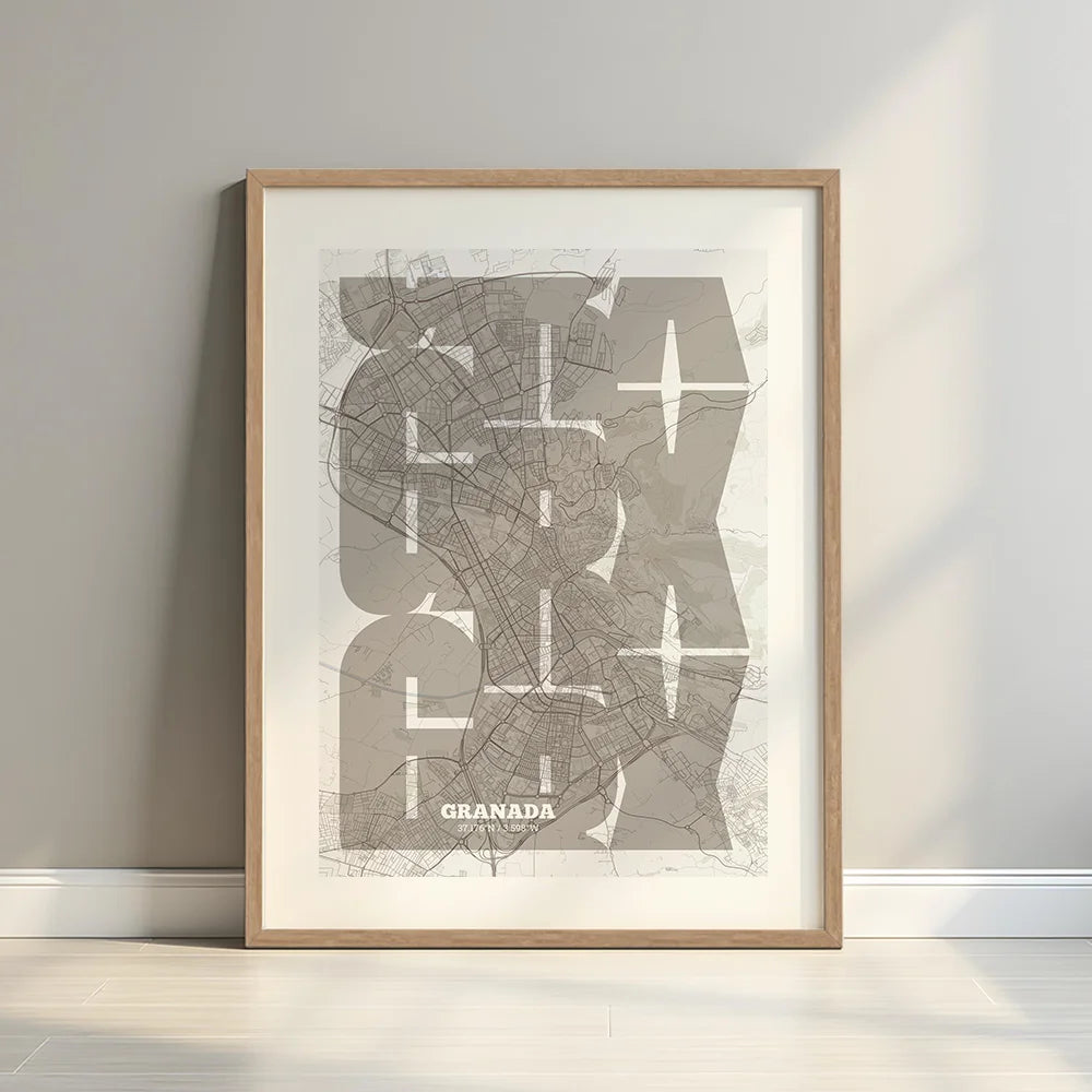 Granada art poster with geometric typography - Custom decoration
