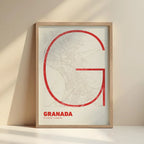 Decorative poster of Granada – Ultra-thin typographic art