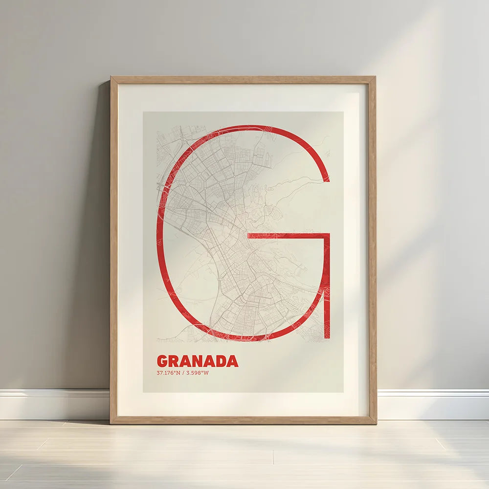 Póster decorativo de Granada – Arte tipográfico ultrafino