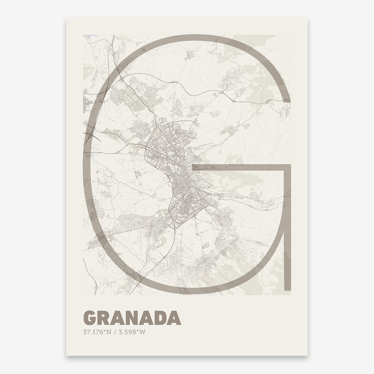 Granada Map V07 Rustic / No Frame / No