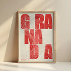 Creative print of Granada – Graphic design and typography on a map