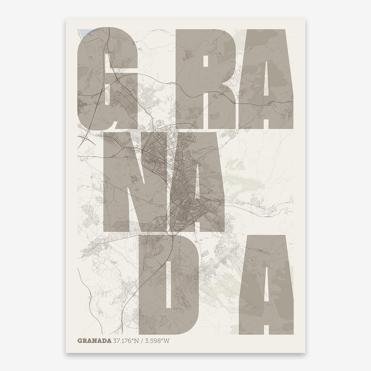 Granada Map V08 Rustic / No Frame / No