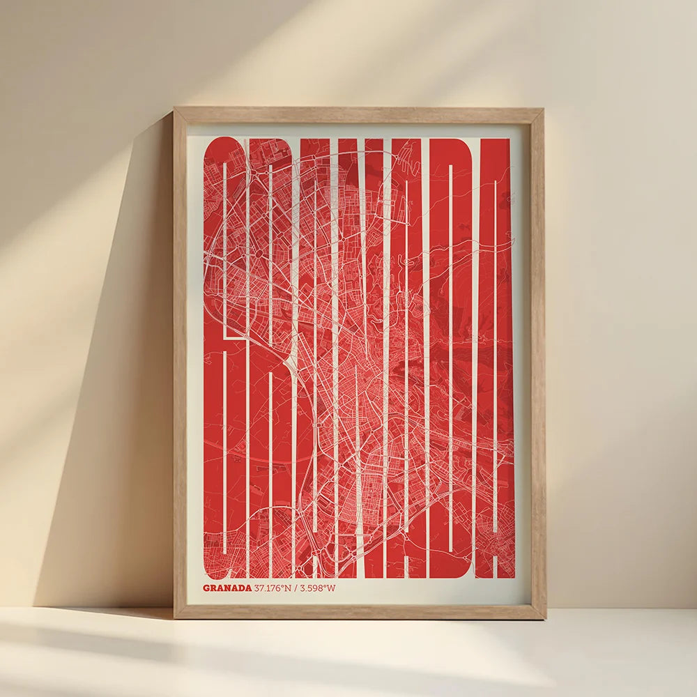 Graphic souvenir of Granada – Contemporary typographic print
