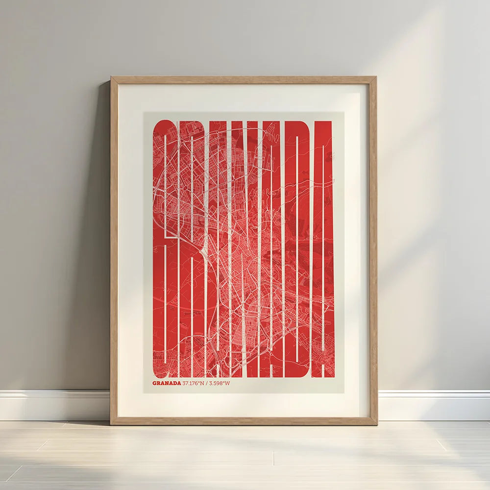Graphic souvenir of Granada – Contemporary typographic print