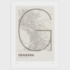 Lámina tipográfica de Granada – diseño Ultrafina, sin marco sobre papel