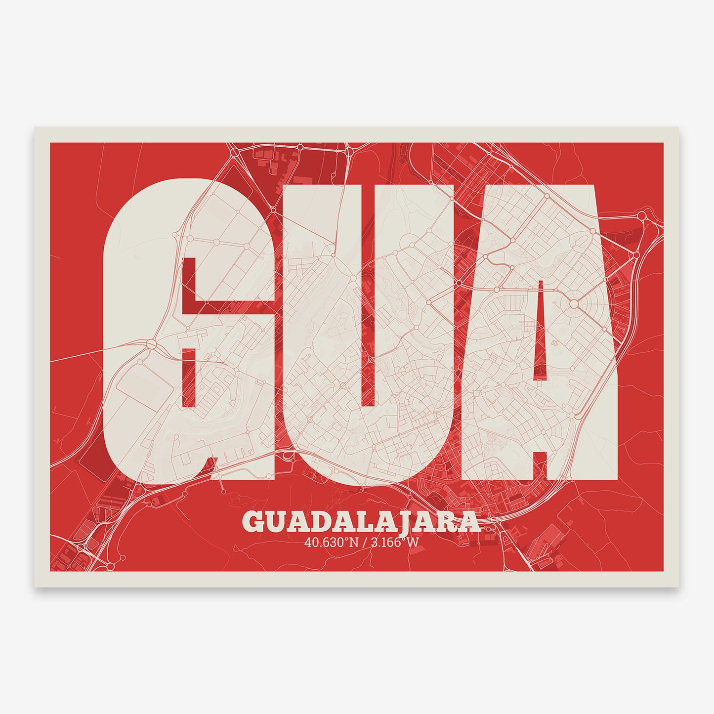 Guadalajara Map V02 Boho / No Frame / No