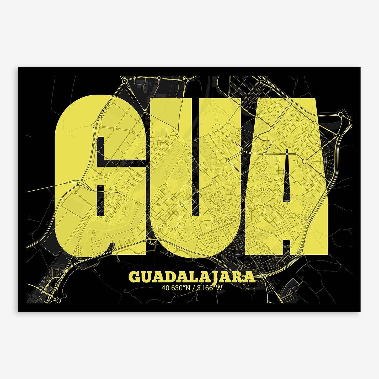 Guadalajara Map V02 Night / No Frame / Yes