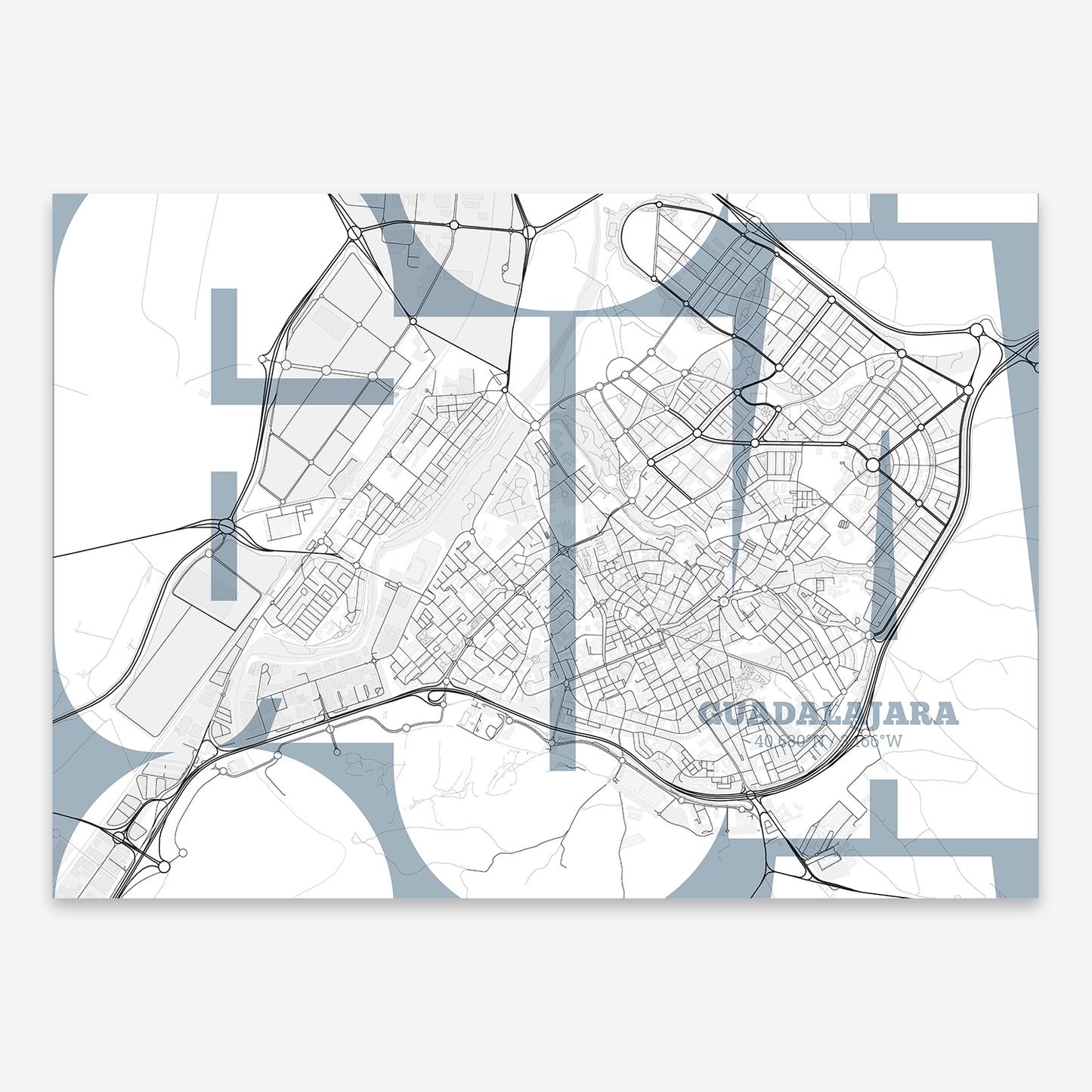 Guadalajara Map V03 Urban / Frame / Yes