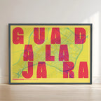 Creative print of Guadalajara – Graphic design and typography on a map