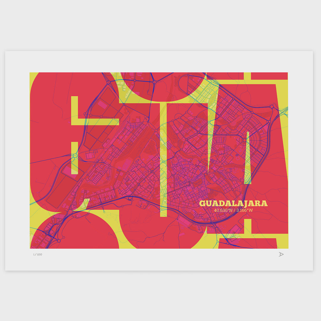 Lámina tipográfica de Guadalajara – diseño Inseparable, sin marco sobre papel