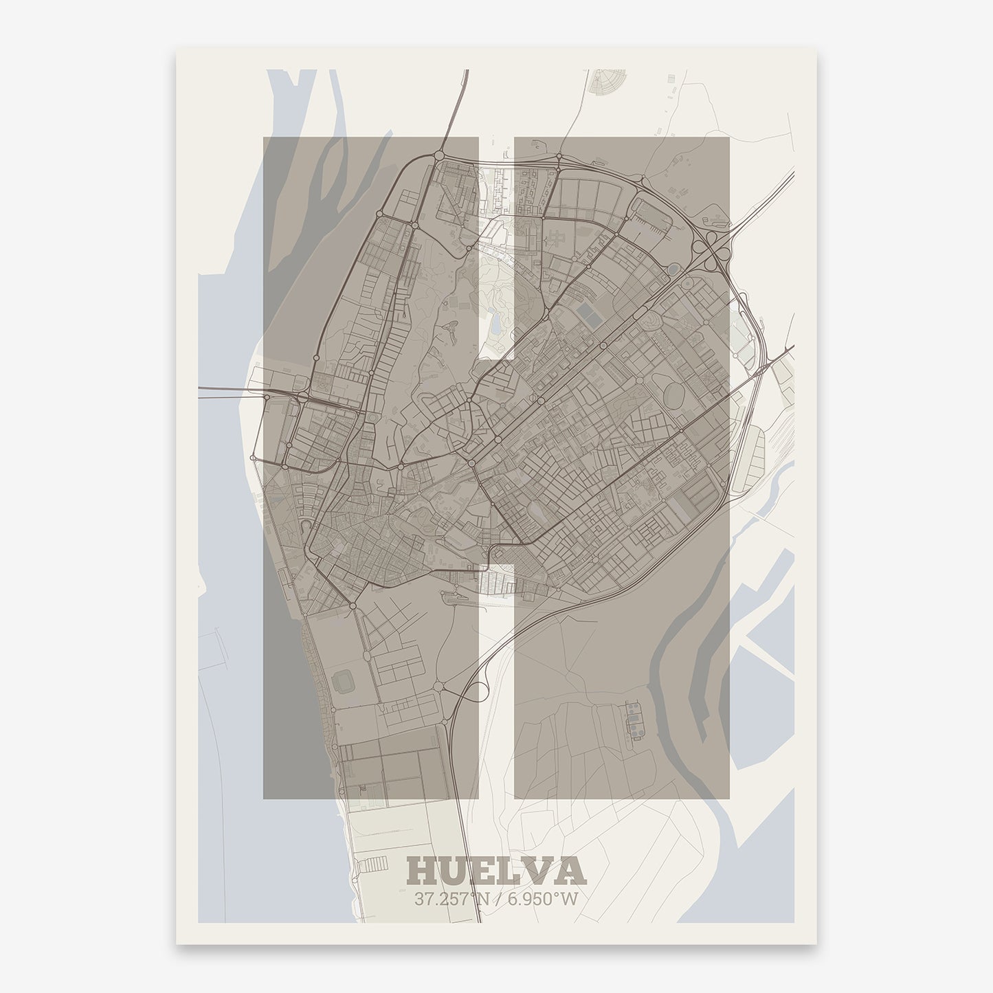 Huelva Map V02 Rustic / No Frame / No