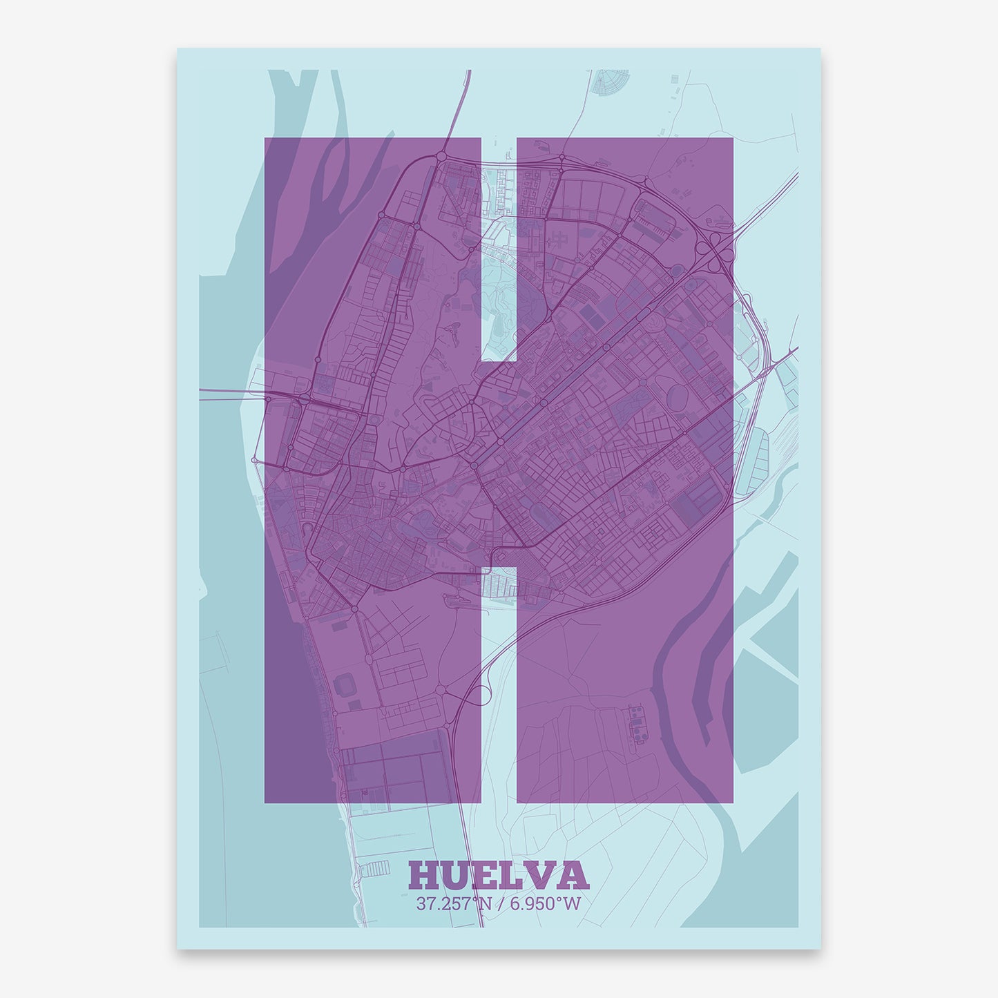 Huelva Map V02 Shabby / No Frame / No