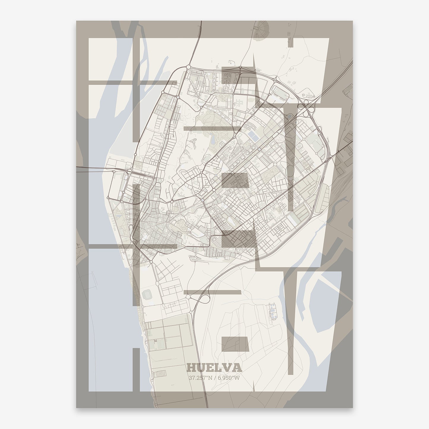 Huelva Map V03 Rustic / No Frame / Yes