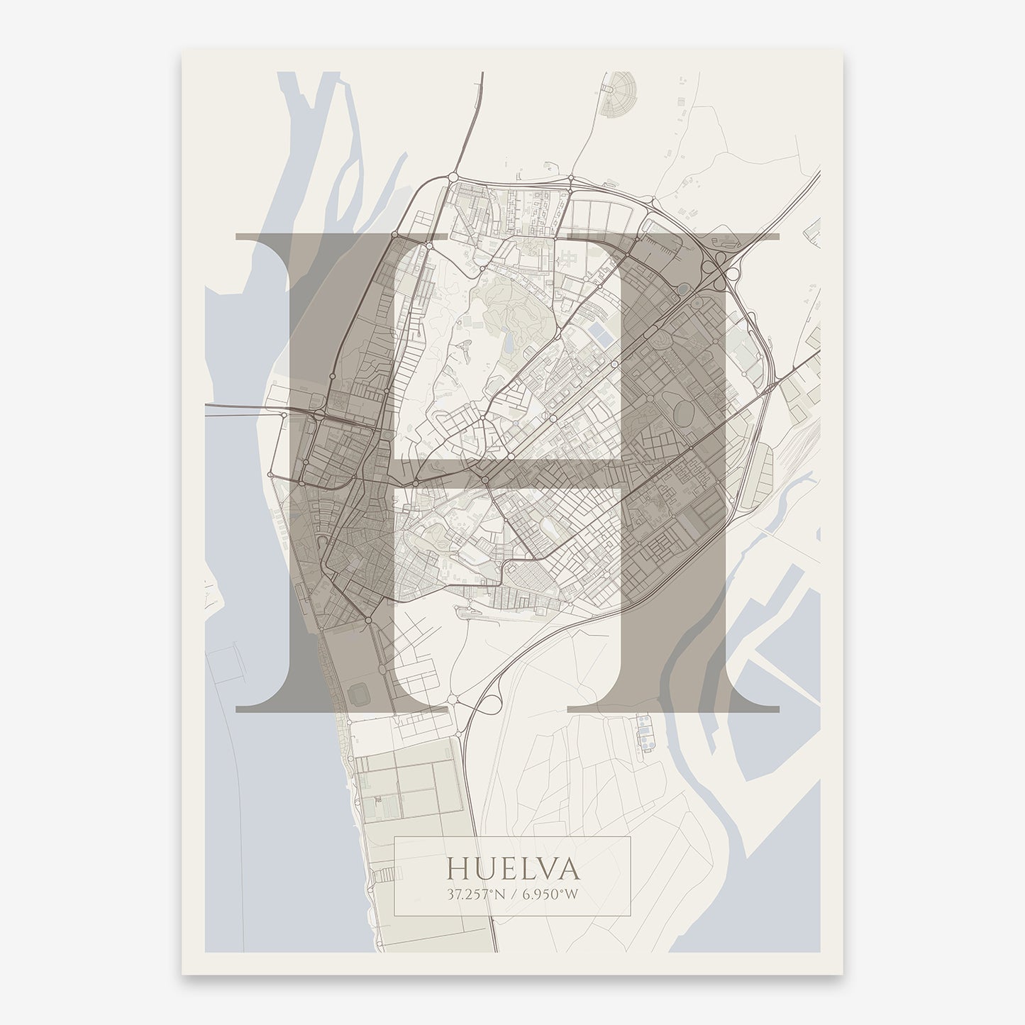 Huelva Map V06 Rustic / Frame / Yes