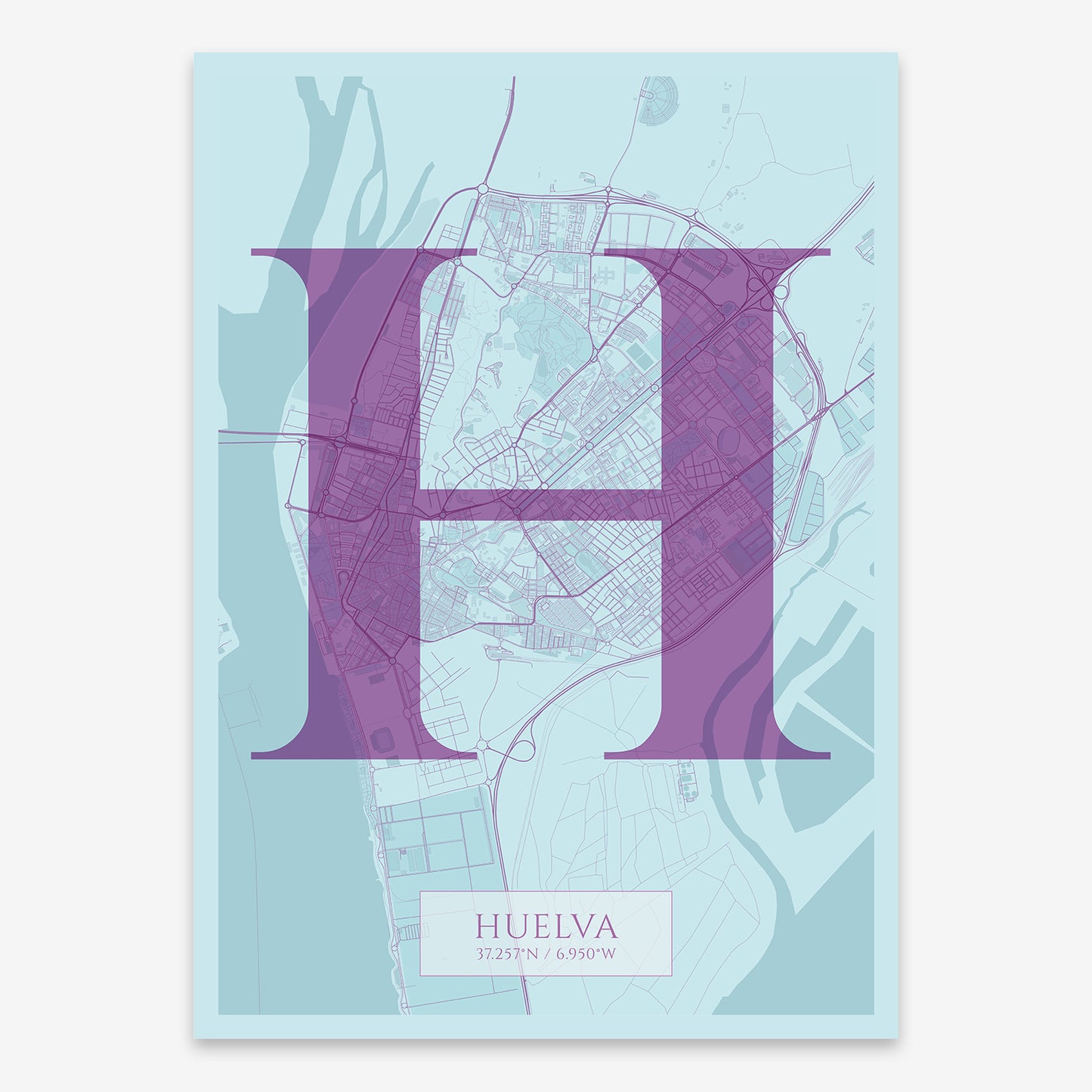 Huelva Map V06 Shabby / Frame / Yes