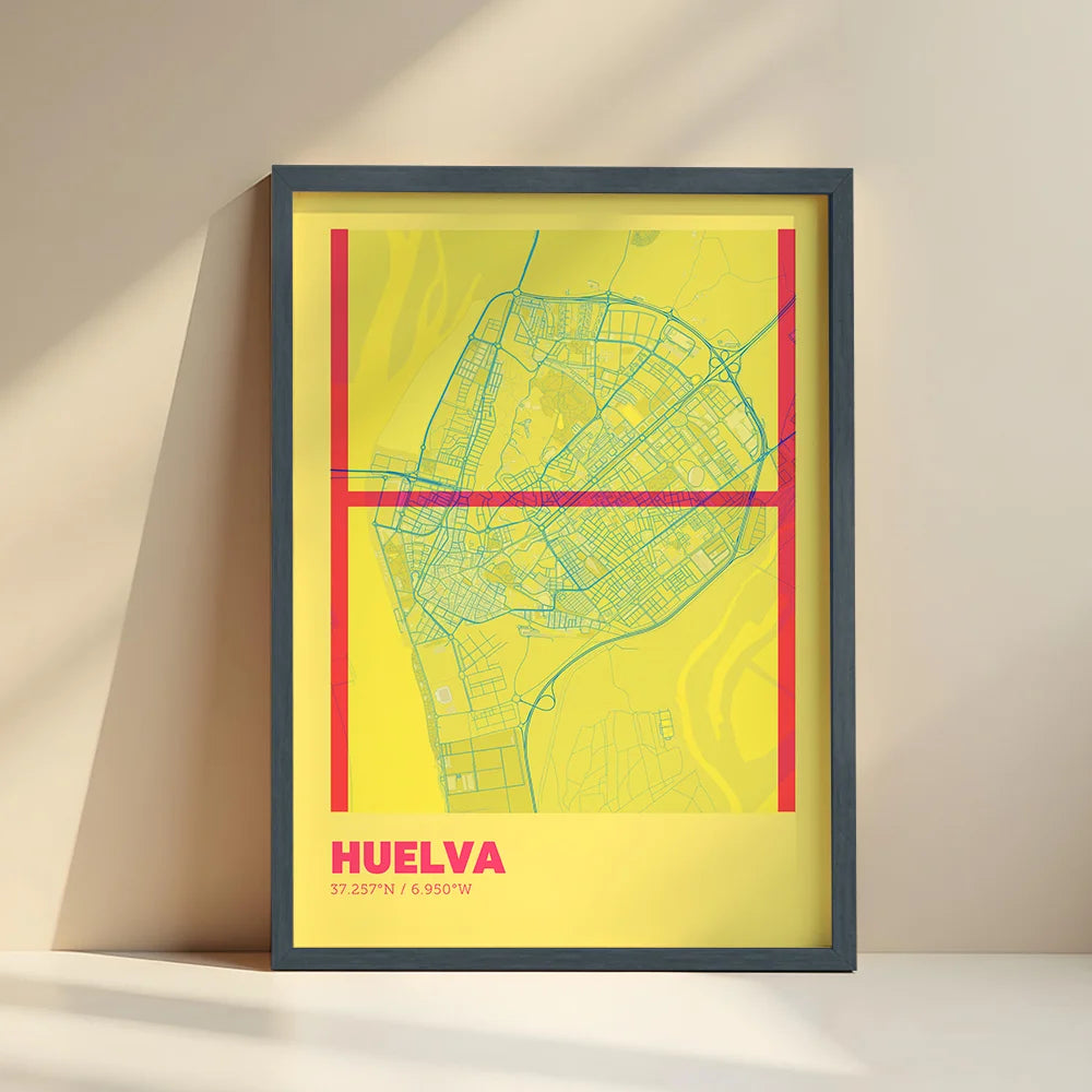 Decorative poster of Huelva – Ultra-thin typographic art