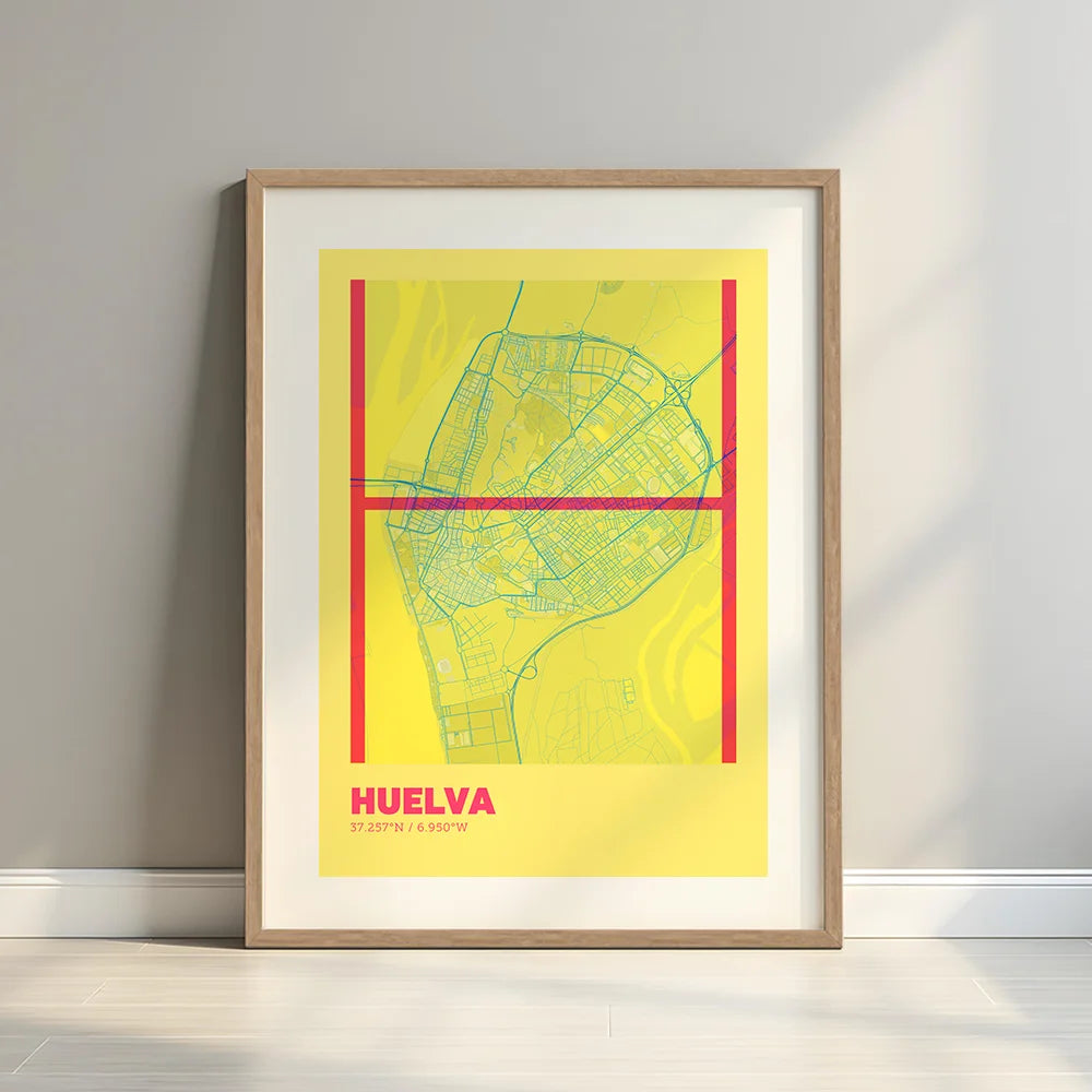 Decorative poster of Huelva – Ultra-thin typographic art