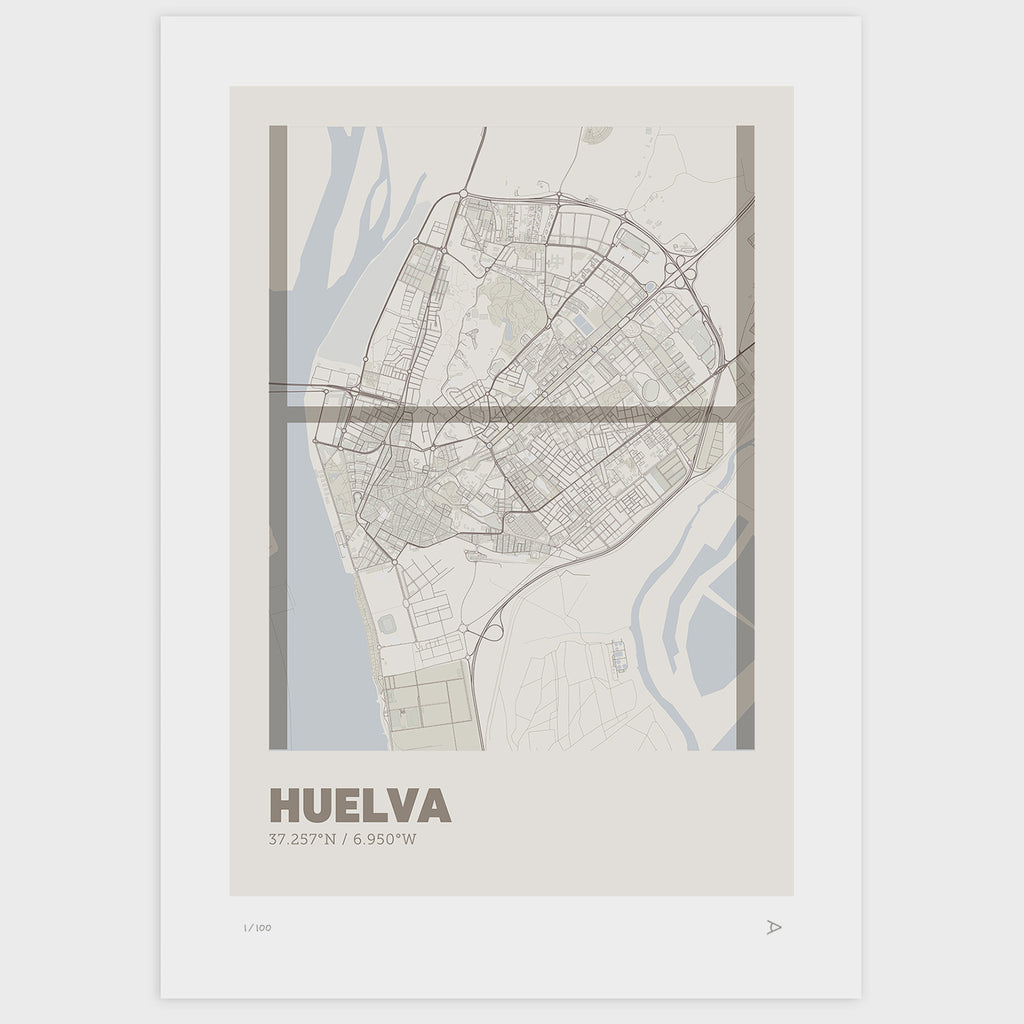 Lámina tipográfica de Huelva – diseño Ultrafina, sin marco sobre papel