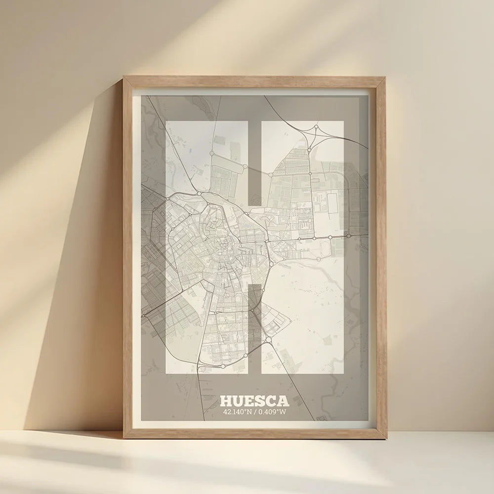 Lámina decorativa de Huesca – Arte tipográfico moderno